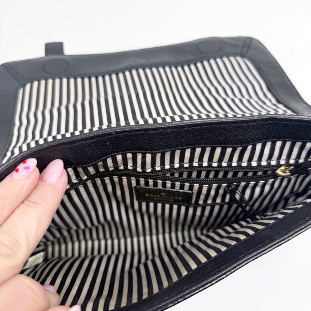 Kate Spade Allen Street Neil Black Leather Crossbody Bag With Silver Buckles - Picture 15 of 16